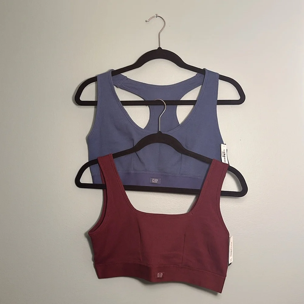 GapBody Logo Comfort Bralette Bundle Maroon and Blue Size Large